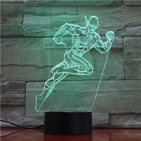 멋진 실행 남자 3D 램프 Led 7 색 변경 밤 빛 USB 그림 테이블 램프 침실 아크릴 전등 장식 선물 1661